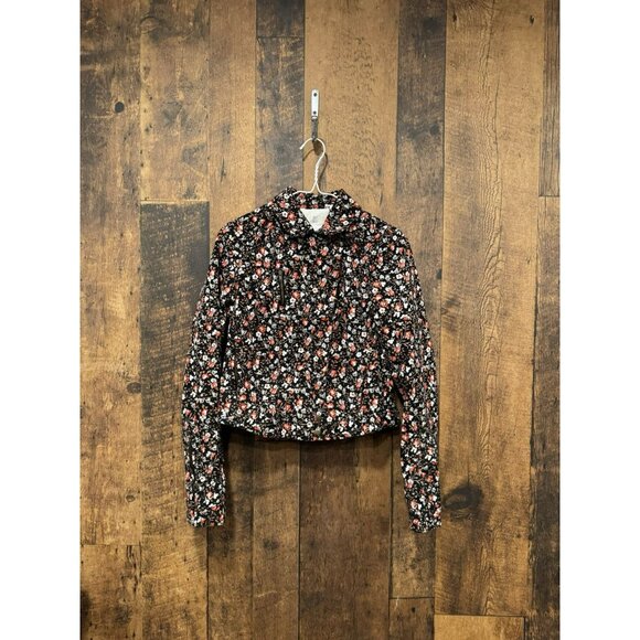 Anthropologie Floral Print "Cropped Tinsley Bomber Jacket" by Hei Hei Size 8 EUC - Picture 2 of 7